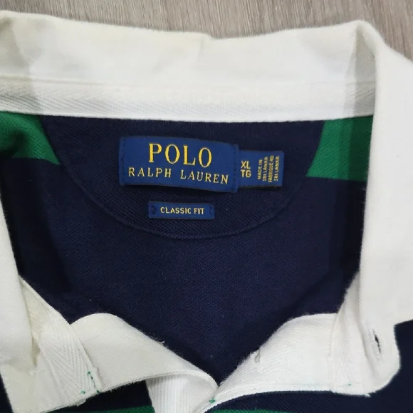 Polo by Ralph Lauren Green and Blue Striped Rugby - Picture 3 of 5